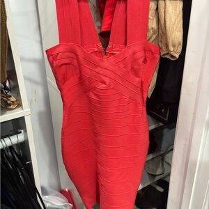 Elegant Red Bandage Dress